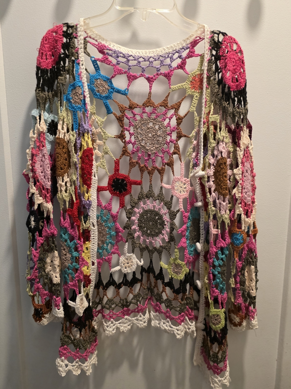 Handmade Colorful Crochet Cardigan Festival Boho Sweater